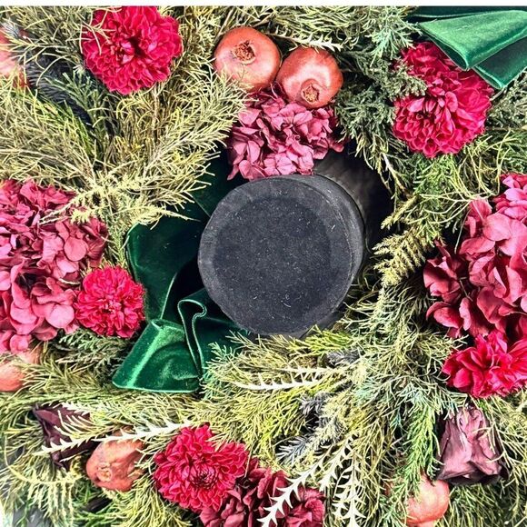 Venus Et Fleur Roses Forever Floral Wreath 18" Red & Green Everlasting Decor - Picture 2 of 7